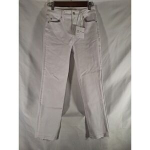 Pistola Jeans Womens Size 26 White Denim Raw Hem‎ Cropped Straight Leg